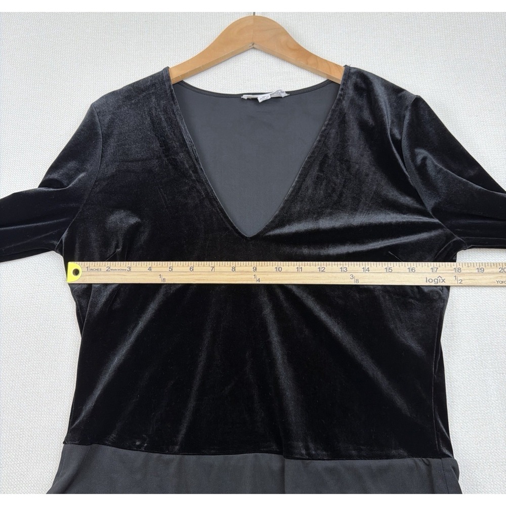 Stella Luce Black Velvet One Piece Bodysuit XL V-Plunge Witchy Snap Crotch - Picture 3 of 12